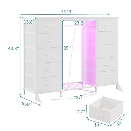55"W Dresser with Hanging Rack