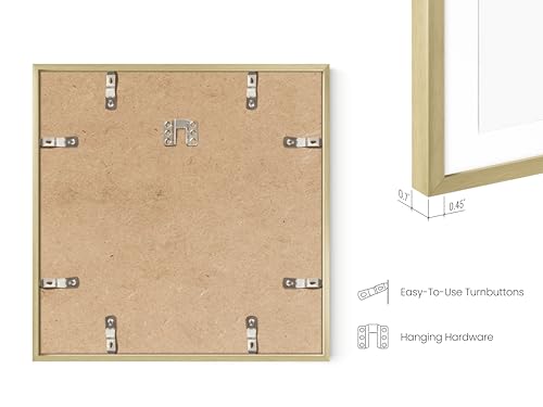 12x12 Gold Metal Picture Frames Matted to 8x8