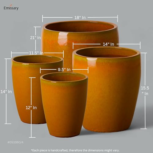 Bullet 11.5 in. Bright Orange Ceramic Round Planter