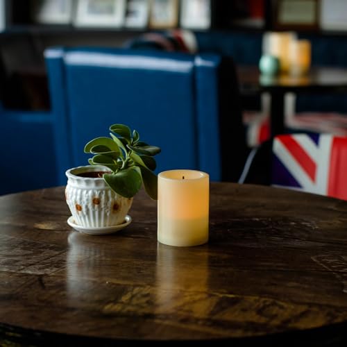 Outdoor Battery Operated Flameless LED Pillar Candle with Timer 3inx4in