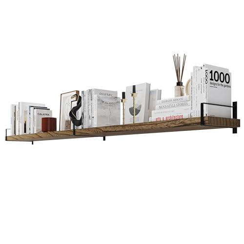 Toledo 84 inch Floating Shelf with Heavy Duty Bookend Brackets