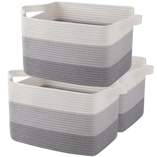 Cotton Rope Storage Baskets for Organizing Gradient Gray 3