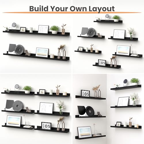 Floating Shelves for Wall Decor and Storage (6 Count)