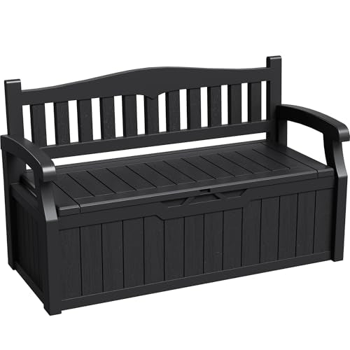 80 Gallon Storage Bench Outdoor Deck Box with Armrest (705.6 Ounce)