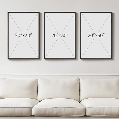 Large Framed Black White Gray Abstract Wall Art for Living Room