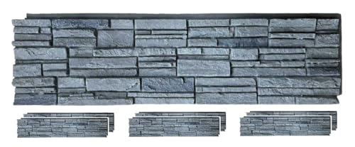 Distinct 6 Pack Faux Stone Wall Panel 48 in x 13 in x 2 in Stacked Stone High Density Polyurethane Wall Siding Panels 24 sq ft (24 Sq Ft)
