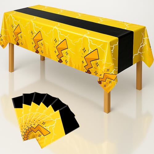 6 Pack Yellow Cartoon Plastic Birthday Tablecloths (6 Count)