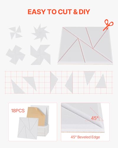 18 Pack Acoustic Panels with Self Adhesive (18 Count)