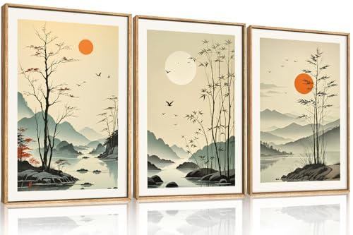 Chinoiserie Bamboo Forest Framed Canvas Wall Art Set