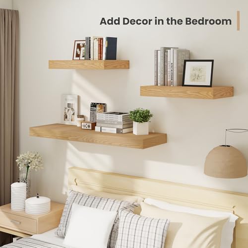48 x 12 Deep Floating Shelves Wall Mounted Set of 2 Oak (2 Count)