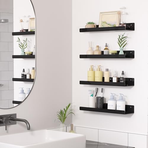 4 Pcs 15" Acrylic Shelves for Wall Organize and Display (4 Count)