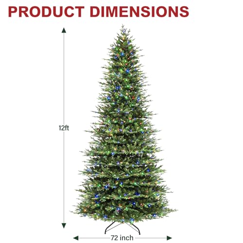 12 ft Prelit Christmas Tree with Realistic PE Foliage