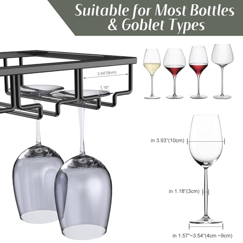 12 Row Wine Glass Rack Under Cabinet Large Capacity