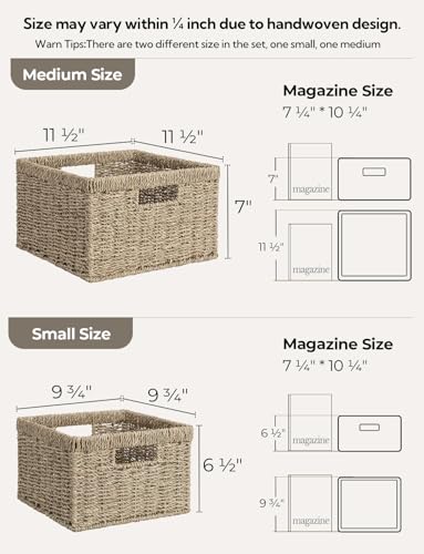 Wicker Storage Baskets for Shelves (2 Count)