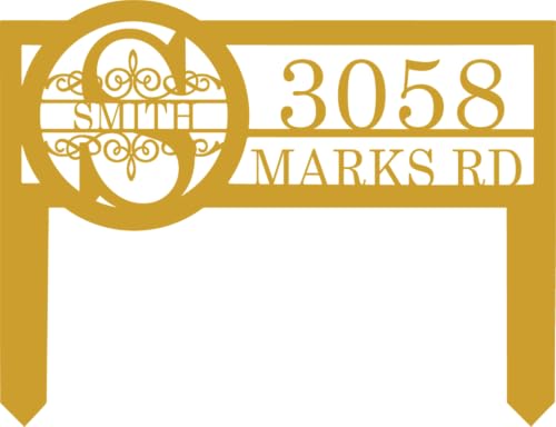 Personalized Metal Yard Address Sign with Last Name and Monogram