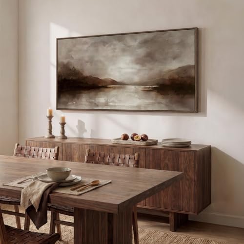 Large Framed Rustic Brown Abstract Landscape Wall Art
