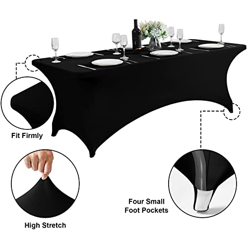 2Pack Waterproof Spandex Table Cover for 6FT Table Universal Fitted Stretch Tablecloth for Party (2 Count)