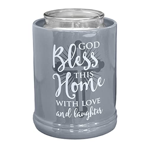 God Bless This Home with Love Grey Stoneware Electric Jar Candle Warmer