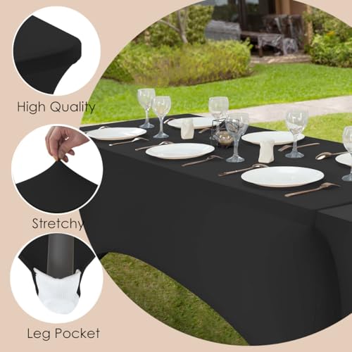 6 Pack 6ft Black Spandex Tablecloth (6 Count)