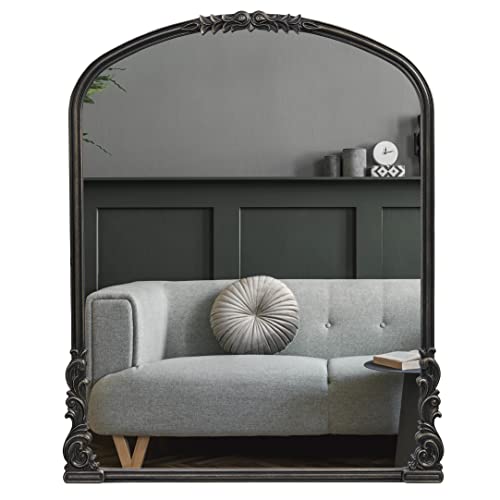 English Estate Carved Arch Wood Wall Mirror