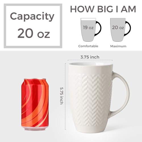 20 oz Large Coffee Mugs Set of 6 (6 Count)