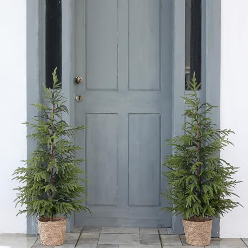 4FT 2Pcs Artificial Norfolk Pine Potted Christmas Tree for Front Door Decor (2 Count)