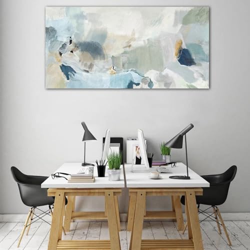 Abstract Canvas Wall Art Teal Abstract Pictures Canvas Painting Modern Bluish Green Canvas Prints Turquoise Artwork Wall Decor for Living Room Bedroom Home Office Wall Decoration 29" x 58"