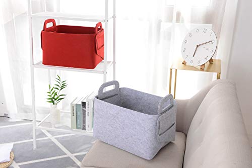 Storage Basket Felt Storage Bin Collapsible& Convenient Box Organizer with Carry Handles for Office Bedroom Closet Babies Nursery Toys Laundry