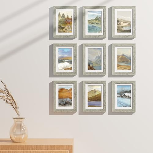 5x7 Picture Frames Set of 9 for Wall or Tabletop Display (9 Count)