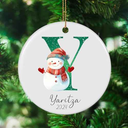 Personalized Christmas Ornaments 2025 Ceramic Custom Name Date Initial A