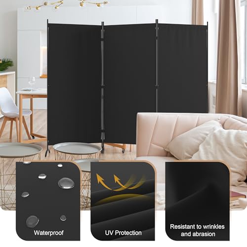Room Divider 3 Panel Room Dividers and Folding Privacy Screens with 4 Curved Metal Feet Partition Wall Divider