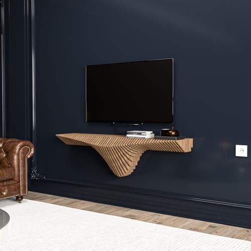 Parametric 50 Floating Shelf Modern Geometric 3D Wavy Wooden Wall Piece