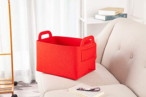 Storage Basket Felt Storage Bin Collapsible& Convenient Box Organizer with Carry Handles for Office Bedroom Closet Babies Nursery Toys Laundry