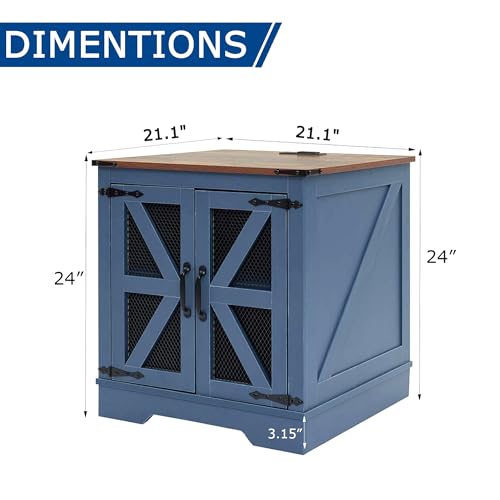 Farmhouse End Table Set with Charging Station