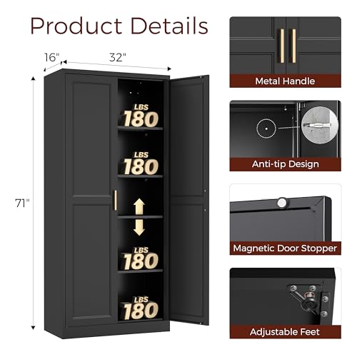 71" Tall Metal Kitchen Pantry Cabinet