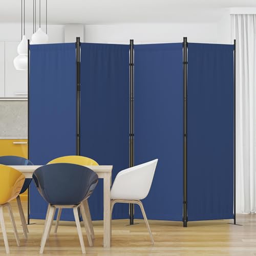 Partition Room Divider 4 Panel Portable Wall with 3 Wider Feet