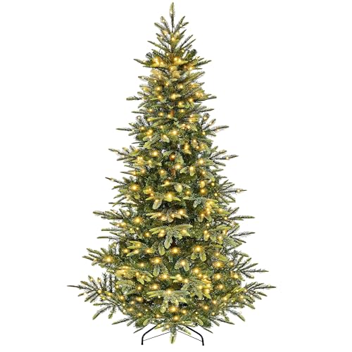 7.5ft Pre lit Aspen Fir Artificial Christmas Tree with 550 Warm White LED Lights Full Prelighted Xmas Tree w