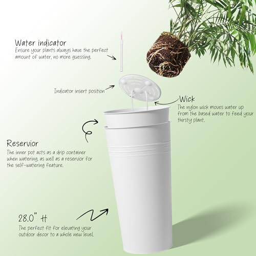 28'' Tall Galvanized Steel Planter Pot