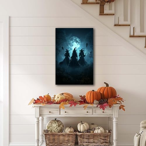 Moonlight Witches Halloween Canvas Art Picture