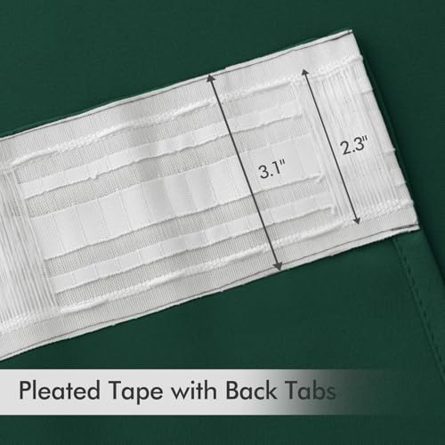 Christmas Hunter Green Back Tab Blackout Curtains 52"x102" 2 Panels (2 Count)