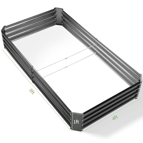 3 Pack 8×4×1ft Galvanized Metal Raised Garden Bed (3 Count)