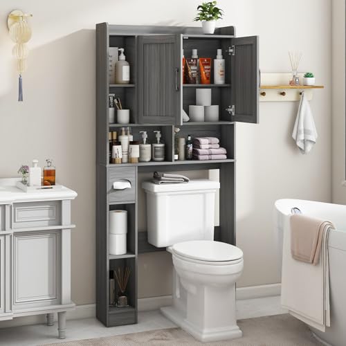 Farmhouse Over The Toilet Storage Cabinet with Barn Door