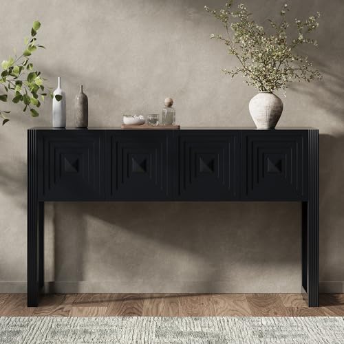 55" Carved Console Table with 3 Soft