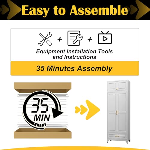 90" Metal Storage Cabinet with Doors and 3 Adjustable Shelves