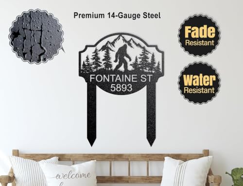 Custom Bigfoot Metal Address Sign with Stake