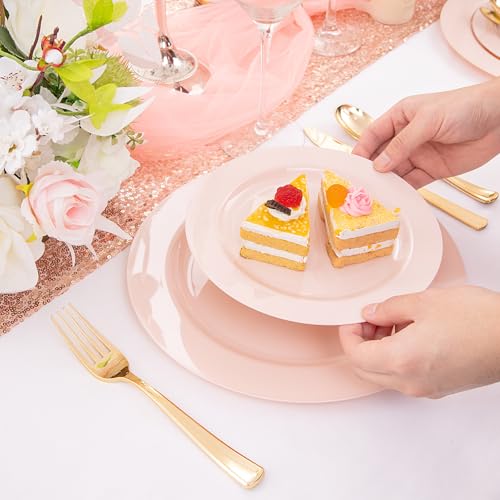 60PCS Pink Plastic Plates (60 Count)