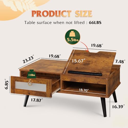 Coffee Table Lift Top Coffee Table with Storage Shelf