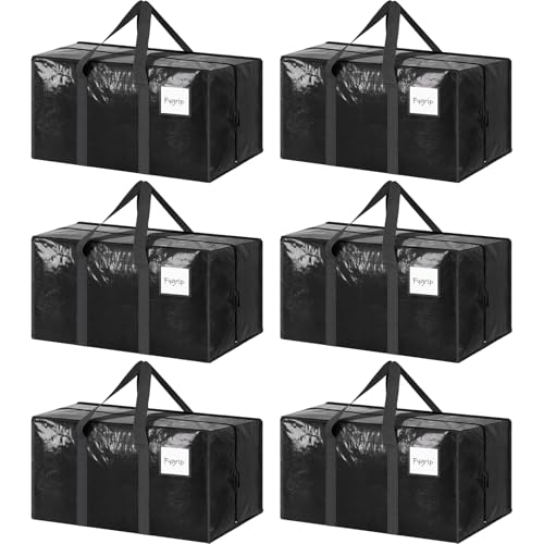 6 Pack Extra Heavy Duty Large Moving Bags with Strong Zipper (6 Count)