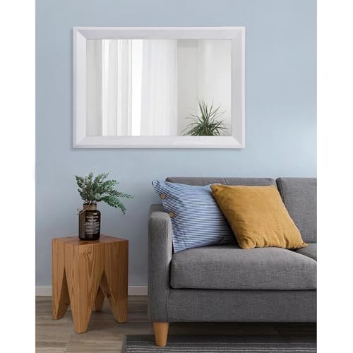Rectangular Wall Mirror Decorative Wood Framed Mirrors Large 28"x20" for Farmhouse Bedroom Bathroom Living Room Entryway Hanging Home Decor