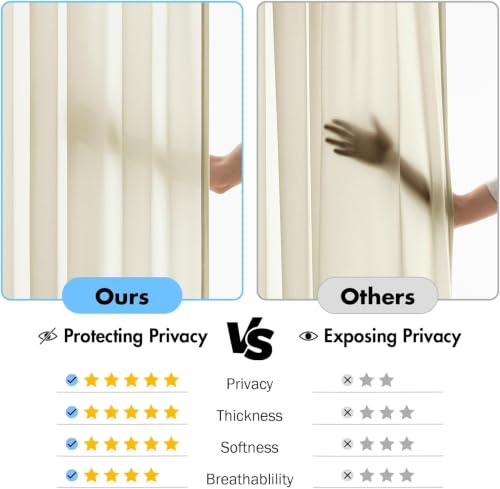 Cream Beige Privacy Sheer Curtains 2 Panels 42W x 84L (2 Count)
